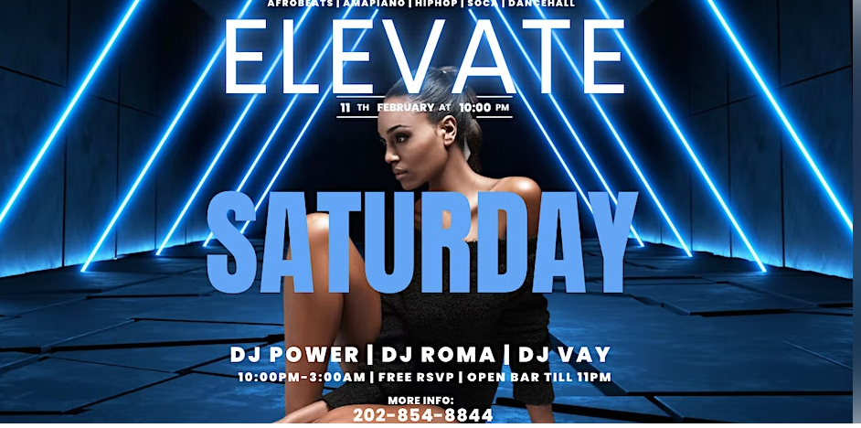 Elevate Saturday DC | AfroBeats; HipHop; Amapiano; international Nightclub Washington United States